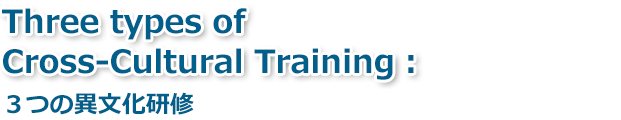 Three types of Cross-Cultural Training：３つの異文化研修